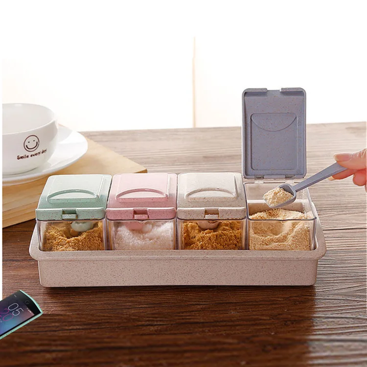 High Quality Spice Container Condiment  Plastic Kitchen Flip Spice Seasoning Jar