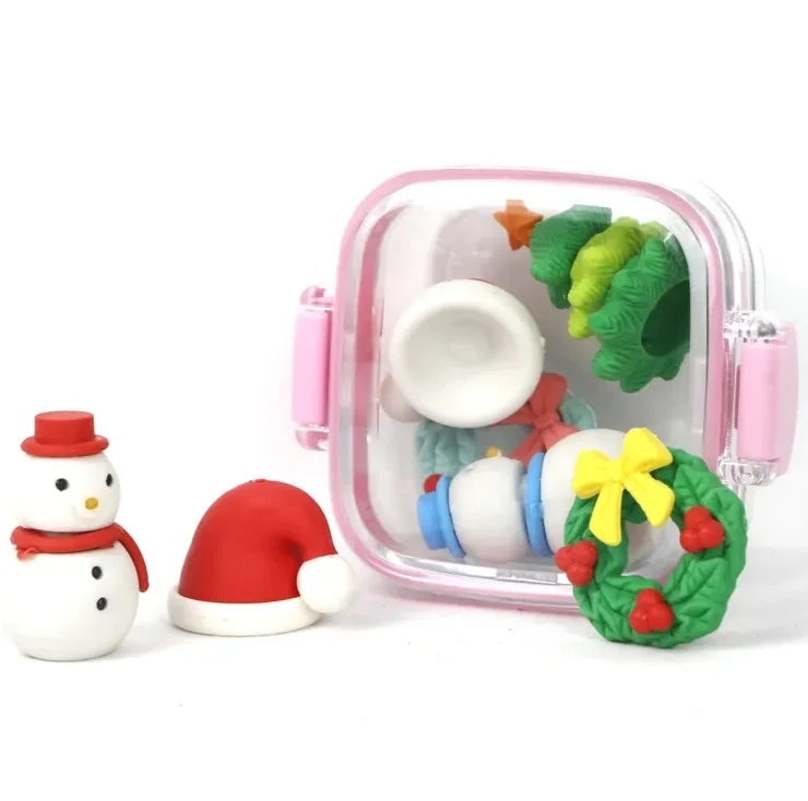 Soododo Factory Direct Kawaii Cool Kids Puzzle Rubber Snowman Garland Santa Christmas Eraser