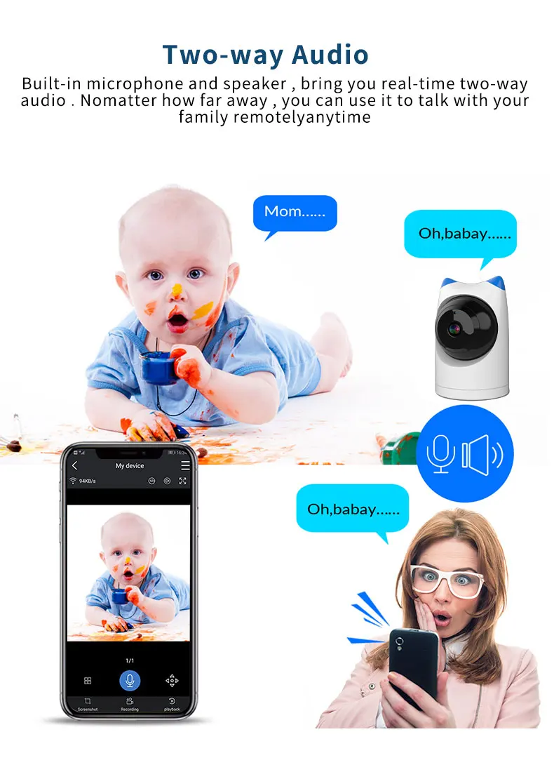 1080P Smart Mini Camera Wifi Night Vision Two-way Voice Baby CCTV Camera Wireless Security Motion Detection Network Camera