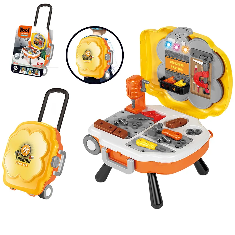 Portable Trolley Suitcase Preschool Educational Plastic Learn Toy Set Doctor Engineer Tool Kitchen & Make Up for Children