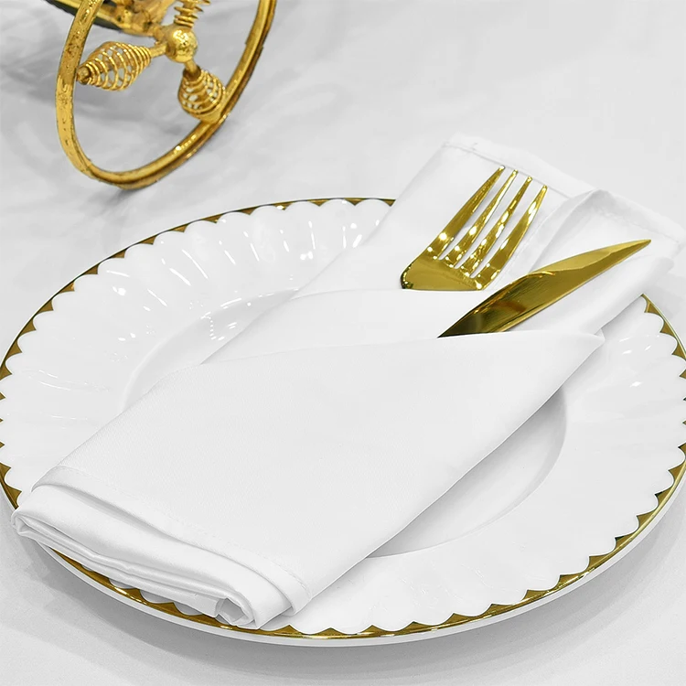 Bague De Serviettes De Table Dining Satin Cloth Table White Dinner Napkins