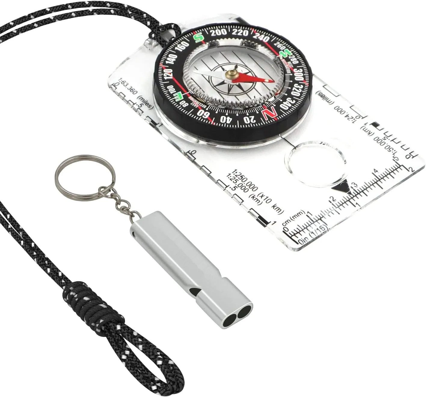 Navigation Backpacking Compass Orienteering Hiking Acrylic Map Ruler Scale Compass Map Reading Compass with Magnifier