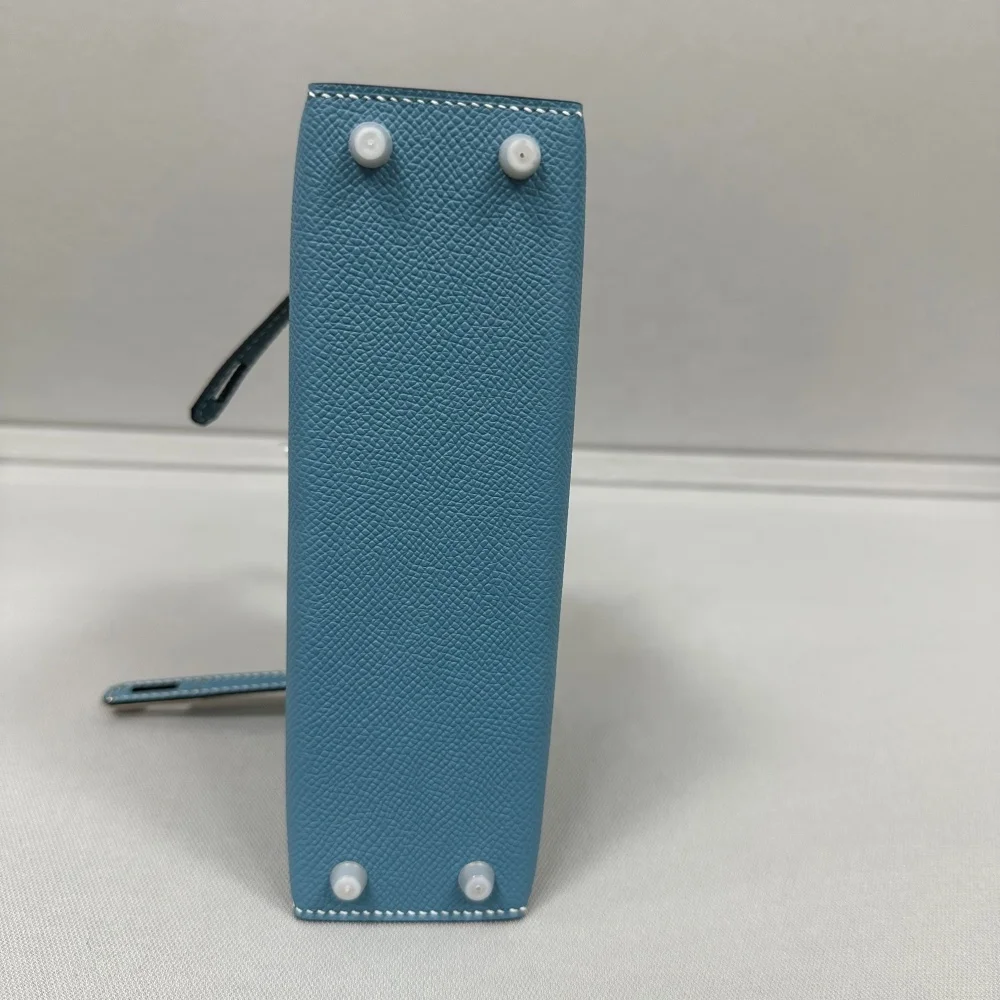 Denim Blue Minimalist Design Beautiful Makeup Bag High End Luxury Palm Pattern Leather Bag