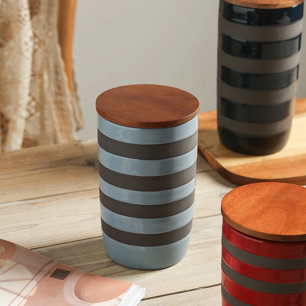 Home kitchen storage canisters vintage style ceramic kitchen sugar coffee candy snack storage jar custom airtight food container