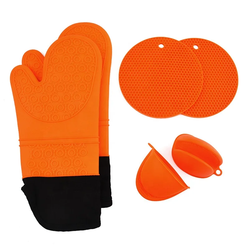 6 Pack Extra Long Baking Mittens Round Potholders and Heat Resistant Mini Oven Mitts Kitchen  Silicone Glove