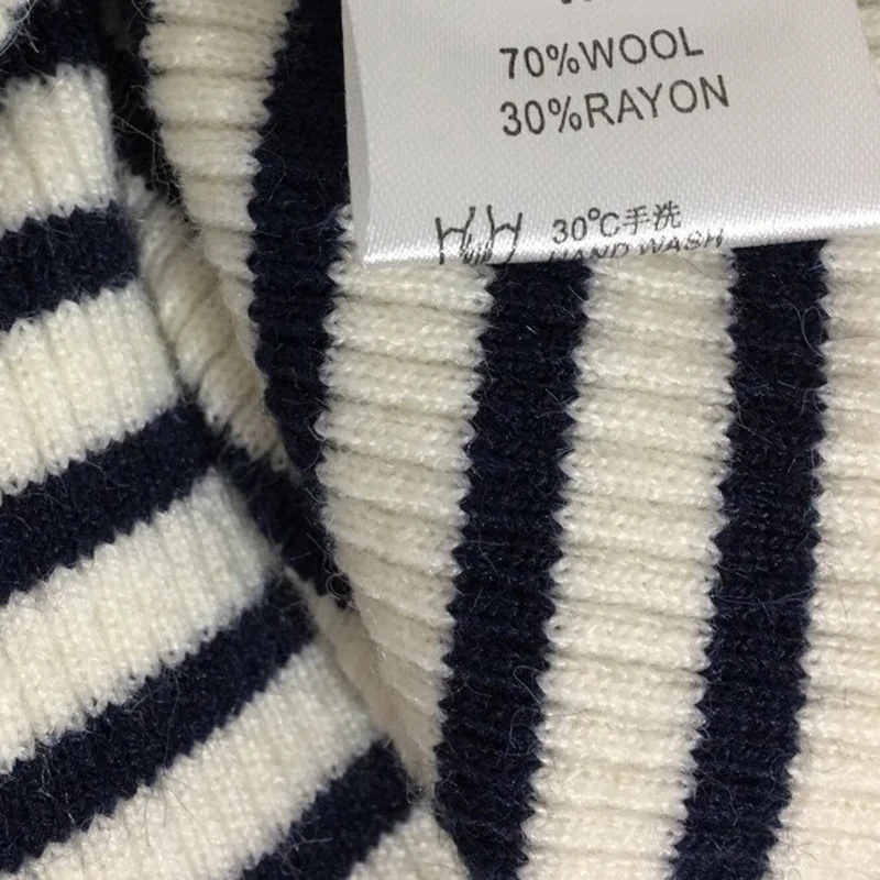 Pentagram Letter Jacquard Ladies Tops Crew Neck Striped Knitted Sweaters Autumn Winter Warm Casual Women Sweater