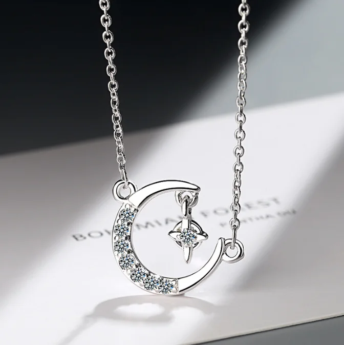 GSY Dainty Fashion 18k Gold Plated Moon Necklace Pendant For Women Korean Jewelry