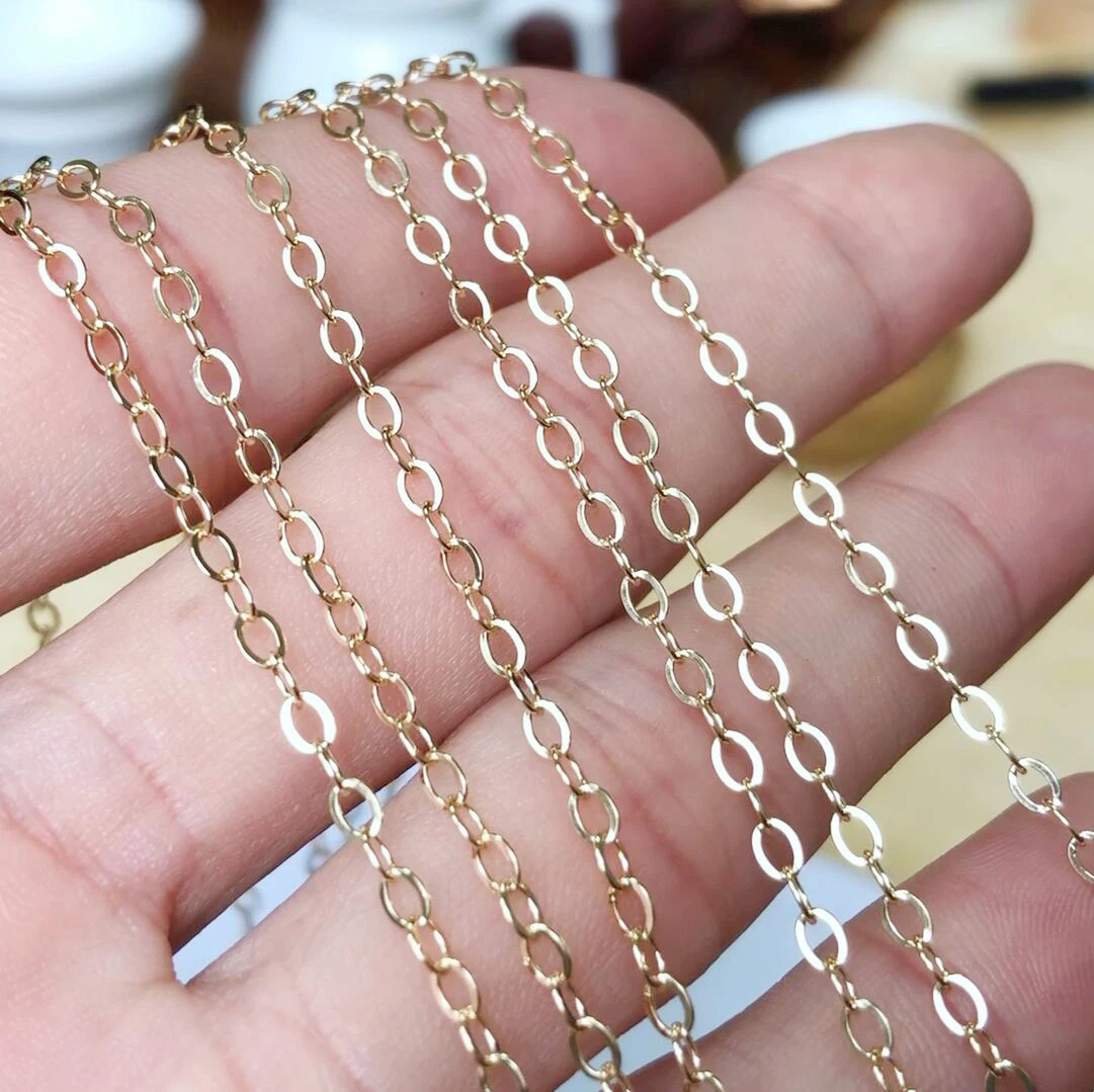 14K Gold Filled Unfinished Chain Bulk 2.32mm O Chain Roll Wholesale for Jewelry Making Permanent Jewelry Accessories Findings
