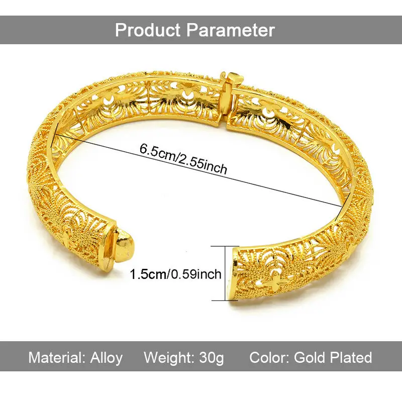 Hifive Wholesales Fashion Jewelry Bracelets Bridal Wedding Skin Friendly 24K Gold Plated Dubai Jewelry African Bangles Bracelets