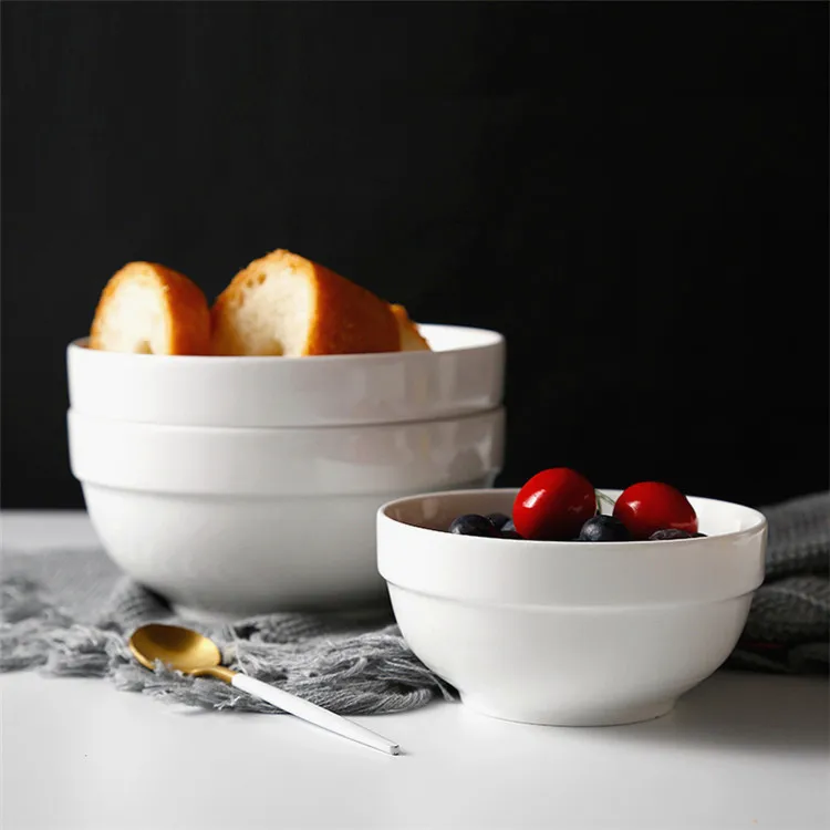 Good quality houseware personalized cereal serving bowls round shape white porcelain bowl