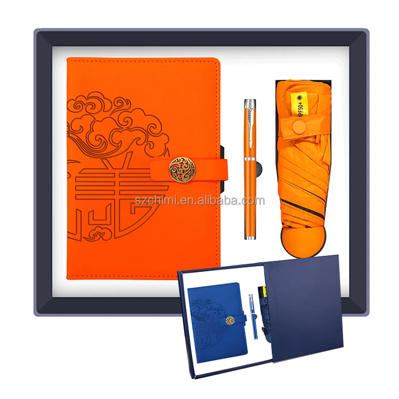 2024 hot selling product novelties 2024 notebook with pen and umbrella employee thank you gifts