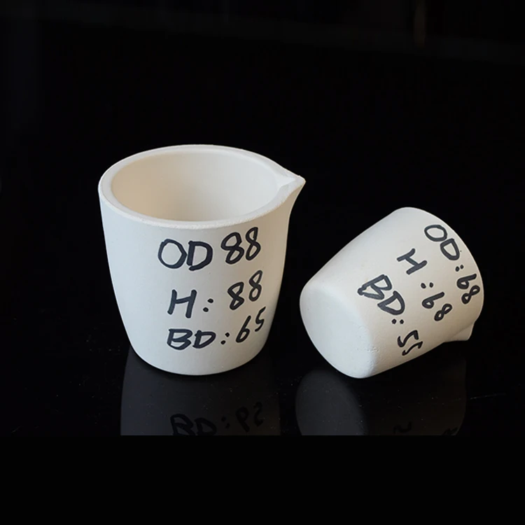 Aluminum ceramic crucible for melting gold, tool for analysis on the burning, hydraulic crucible, lift