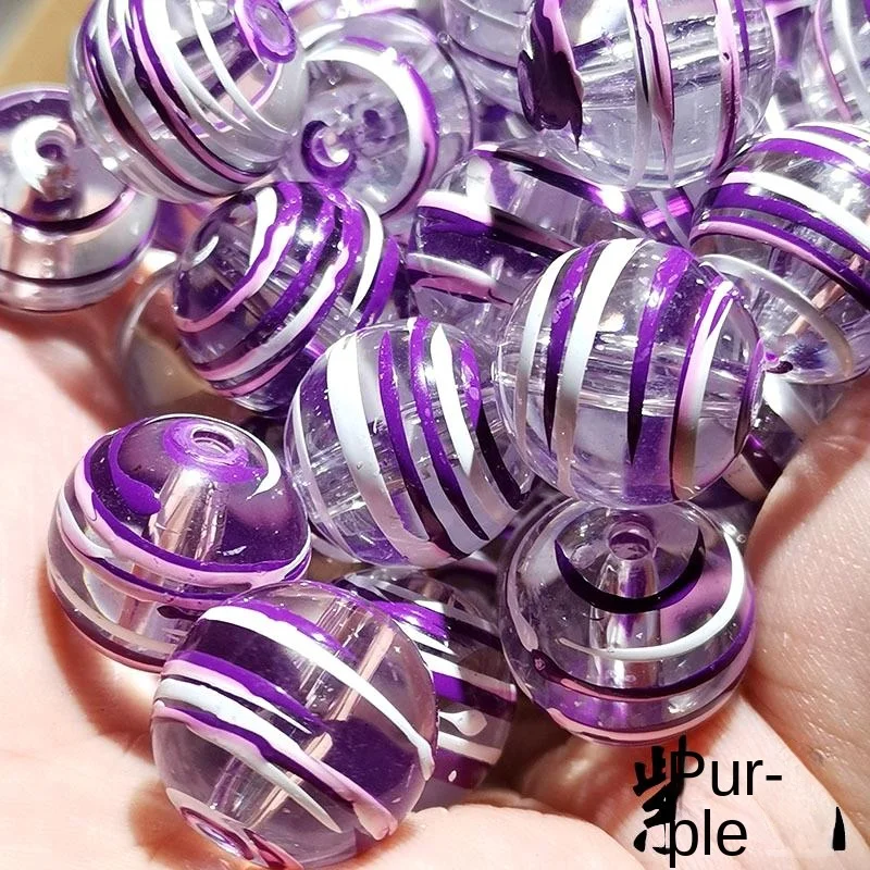 Ice Through Wire Thread Stripe Beads zebra DIY Handmade Homemade Mobile Phone Chain Simple 16mm