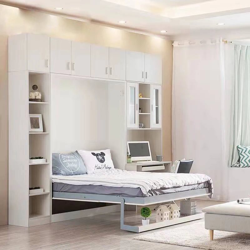 hot sale wooden folding sofa space saving wall bed murphy bed and vertical wall beds with bookcase wardrobe bedroom furniture