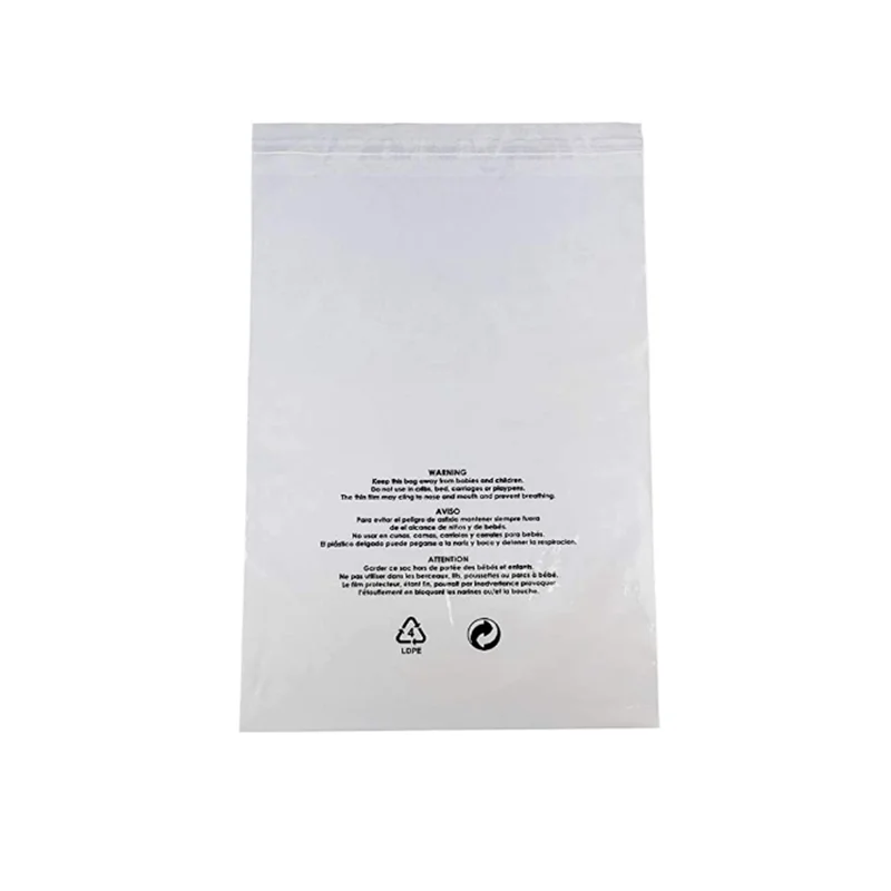 6 x 9 &8 x 10 & 9 x 12 inch Clear Polyethylene Plastic Suffocation Warning Polybag for clothes packing