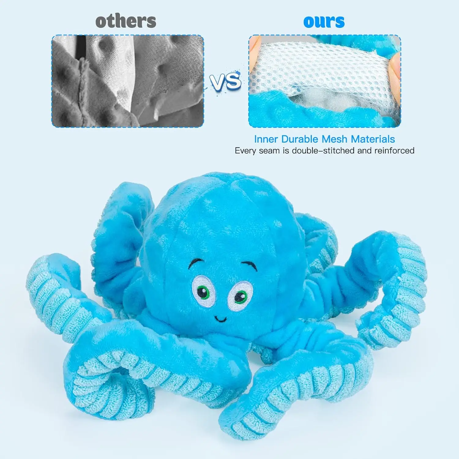 Squeaky Dog Toys Octopus-Tug of War Dog Plush Toy for Large Breed Interactive Stuffed Dog Chew Toys