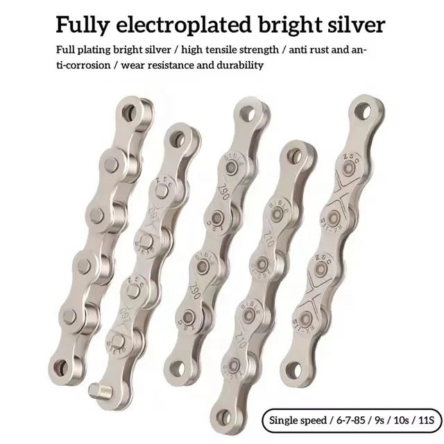 Bicycle Chain 6 7 8 9 10 11 12 Speed Velocidade Electroplated Silver Chain Mountain Road Bike MTB Chains