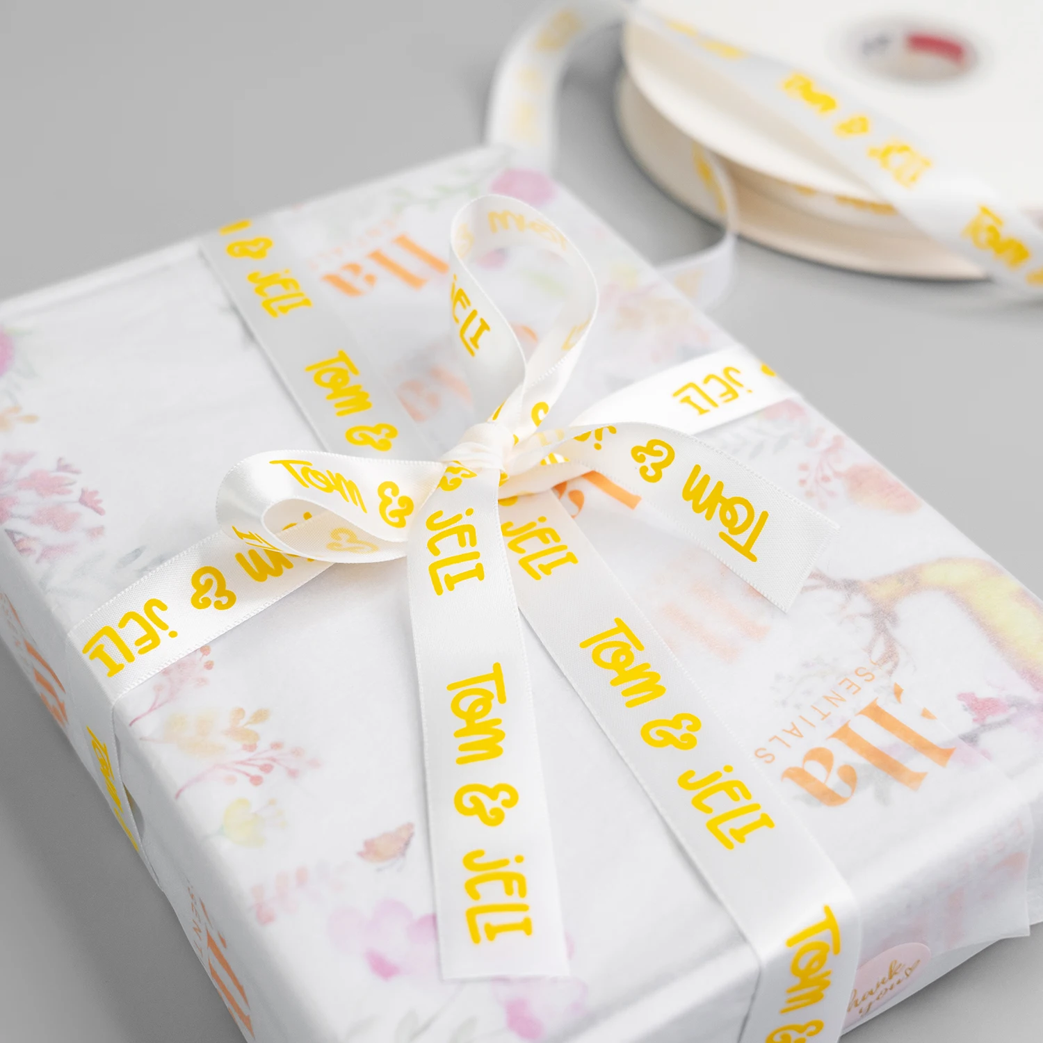 Wholesale Custom Logo 1 Inch  White  Polyester Ribbon     Grosgrain Printed Ribbon  Printing Your Logo  For Gift Packaging