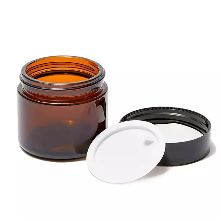 Wholesale 4 Oz Frosted Eye Cream Child Proof Bottle Amber Straight Sided Glass Jar For Candles