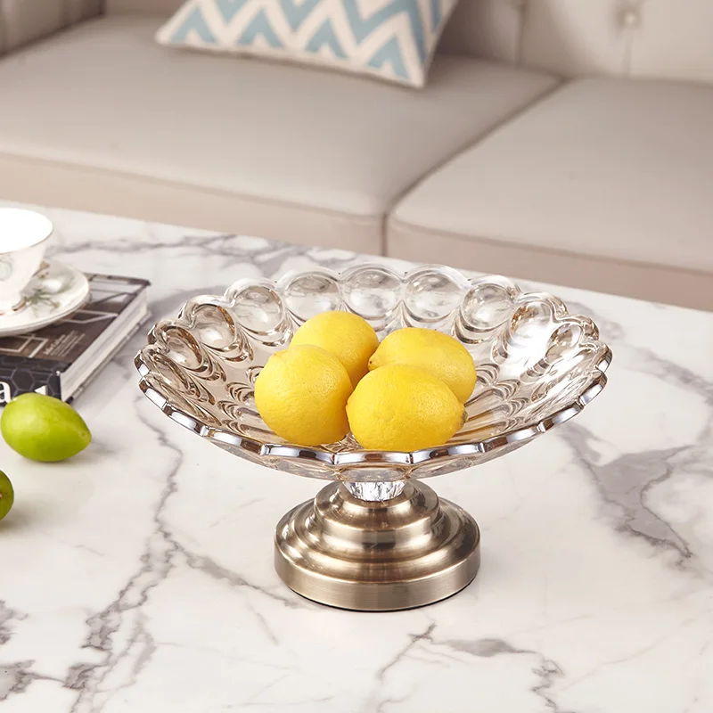 European and American style desktop crystal glass fruit tray for Home Decor