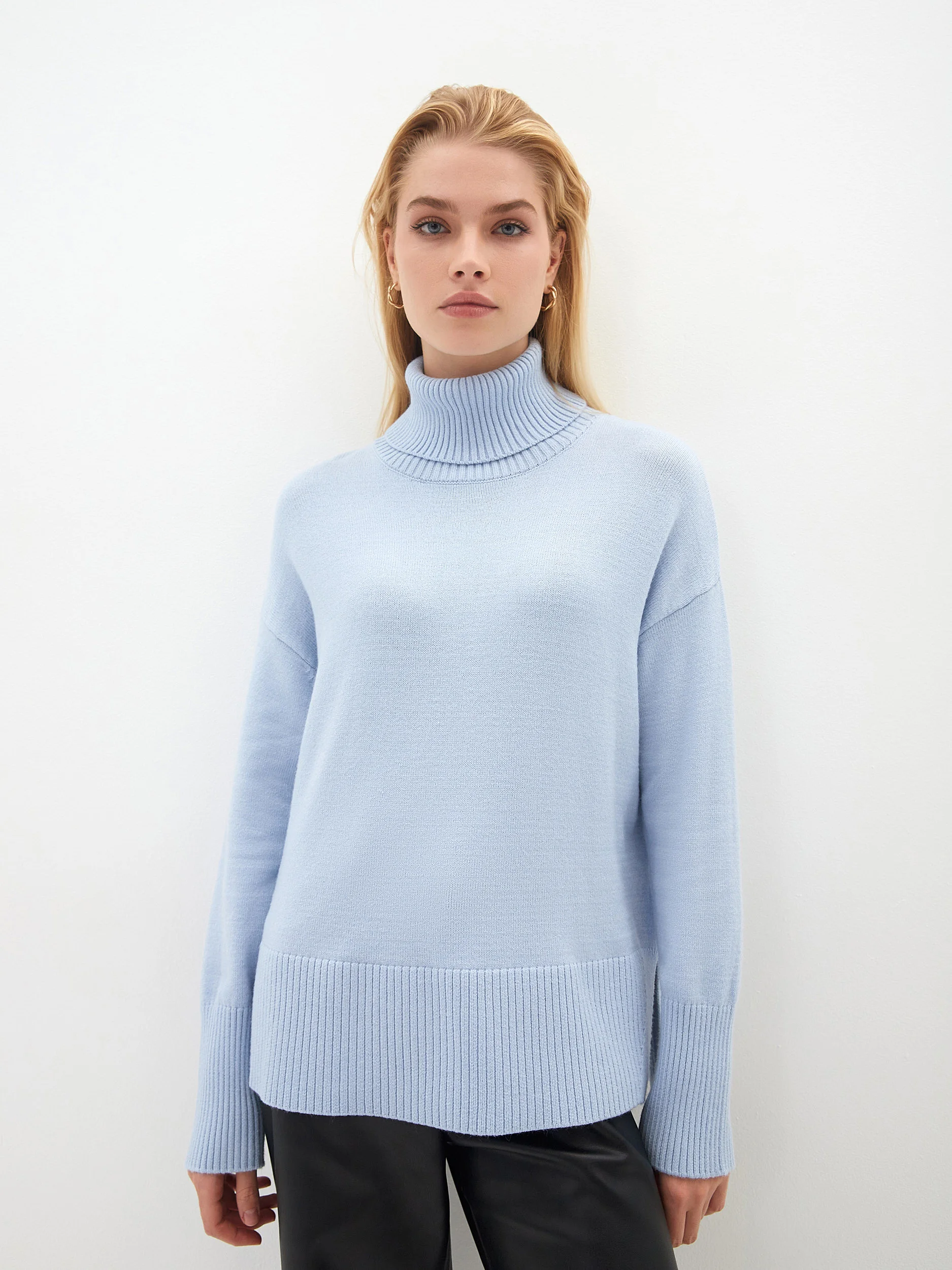 Autumn Winter Long Sleeve turtle Neck solid Knitted Pullover Fashion Women Sweater Tops