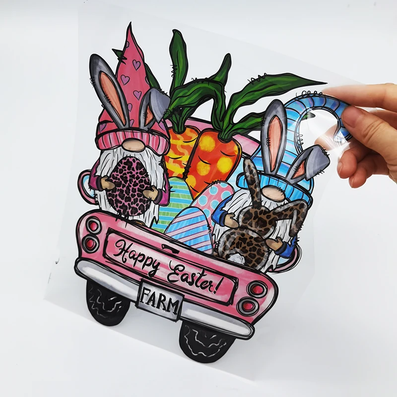 wholesale egg rabbit bunny design custom screen print transfers dtf transfer easter printing for T-shirts