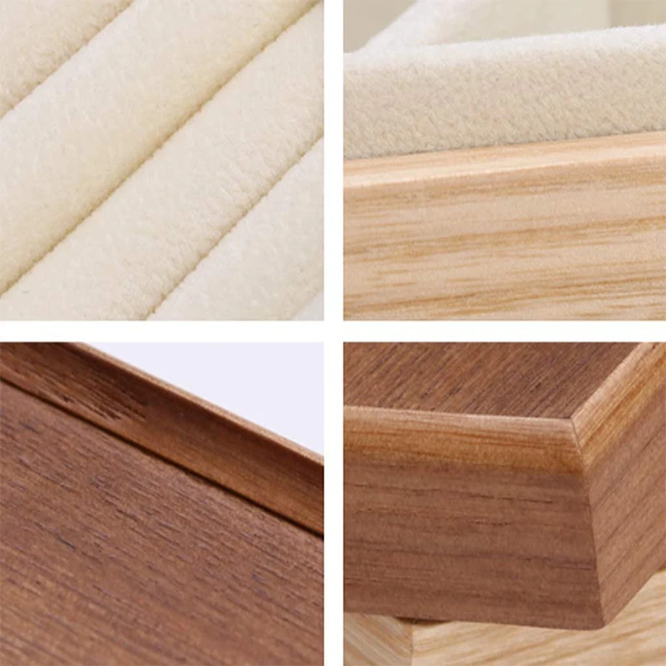 Luxury Wooden Jewelry Box Two Layers Solid Wood for Necklaces Earrings Bracelets Storage with Lid
