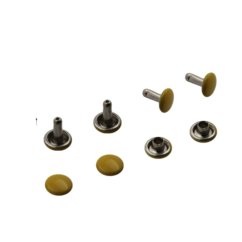 High quality garment accessories brass material coating yellow colored 6mm round double head rivet for clothes