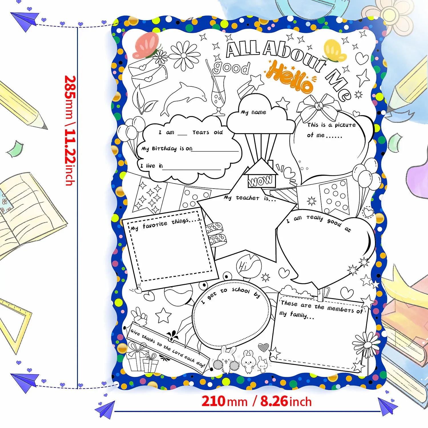 Custom Wholesale Early Education Decorative Children Party Drawing Cards Colouring Poster Kids Diy Colorful Painting Toys