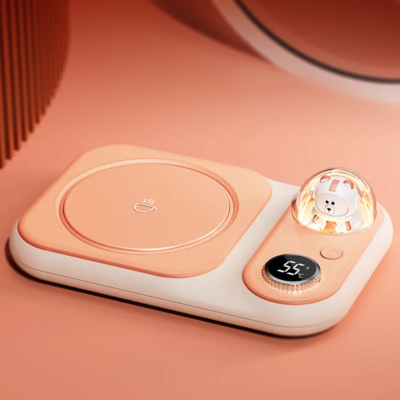 Winter Glass 55 degree thermostatic gift set usb smart ceramic coffee pink electric cup mug warmer with mug heater for desk