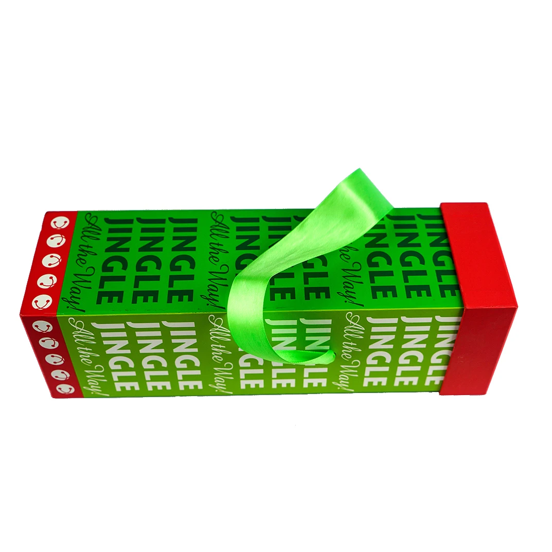 Fluorescent Green Silver Foil Stamping Box with Red Lid Silk Ribbon Soap Candle Packing Box