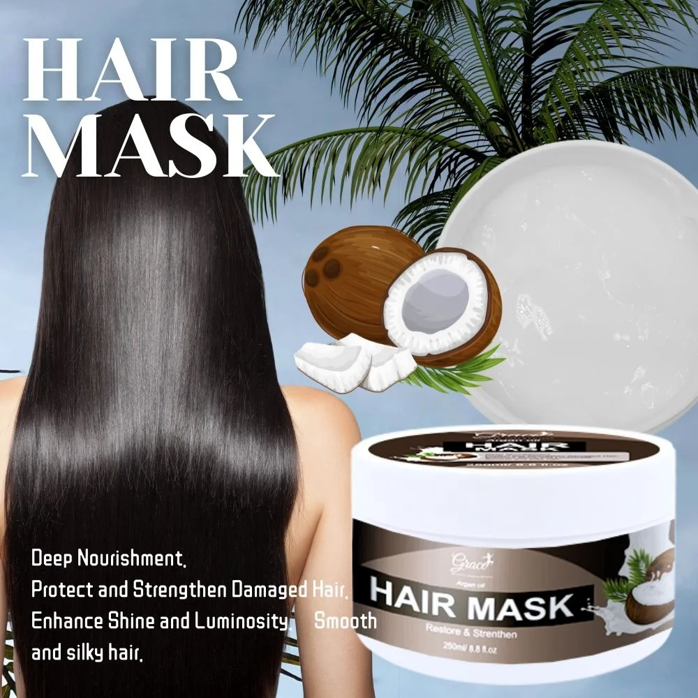 Private label Hair Smooth Silky Deep Nourish Strengthen Broken Hair coconut Argan Oil Wig Care Hair Masque Conditioner Shampoo