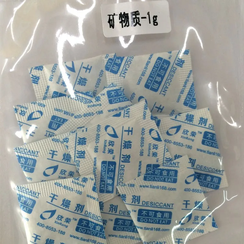 dongguan xinrong tianli manufacturer price food grade silica gel packets desiccant 1g 2g 5g 10g 20g 50g 60g