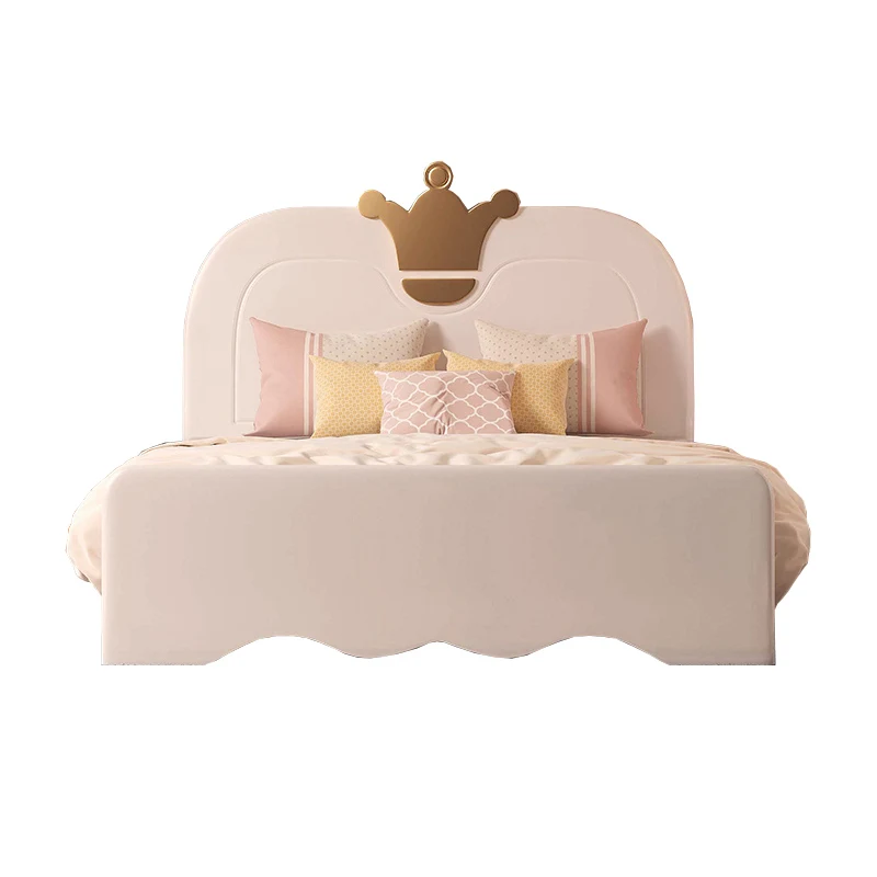 Легкая Роскошная сетчатая красная детская кровать, современная простая маленькая кровать из массива дерева