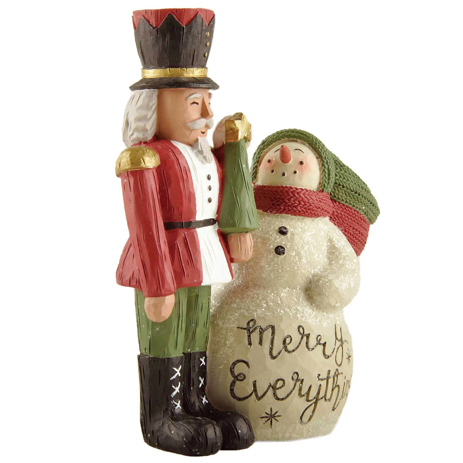 New Design Resin Snowman Crafts Cute Walnut Soldier and Snowman Figurines for Home Decor