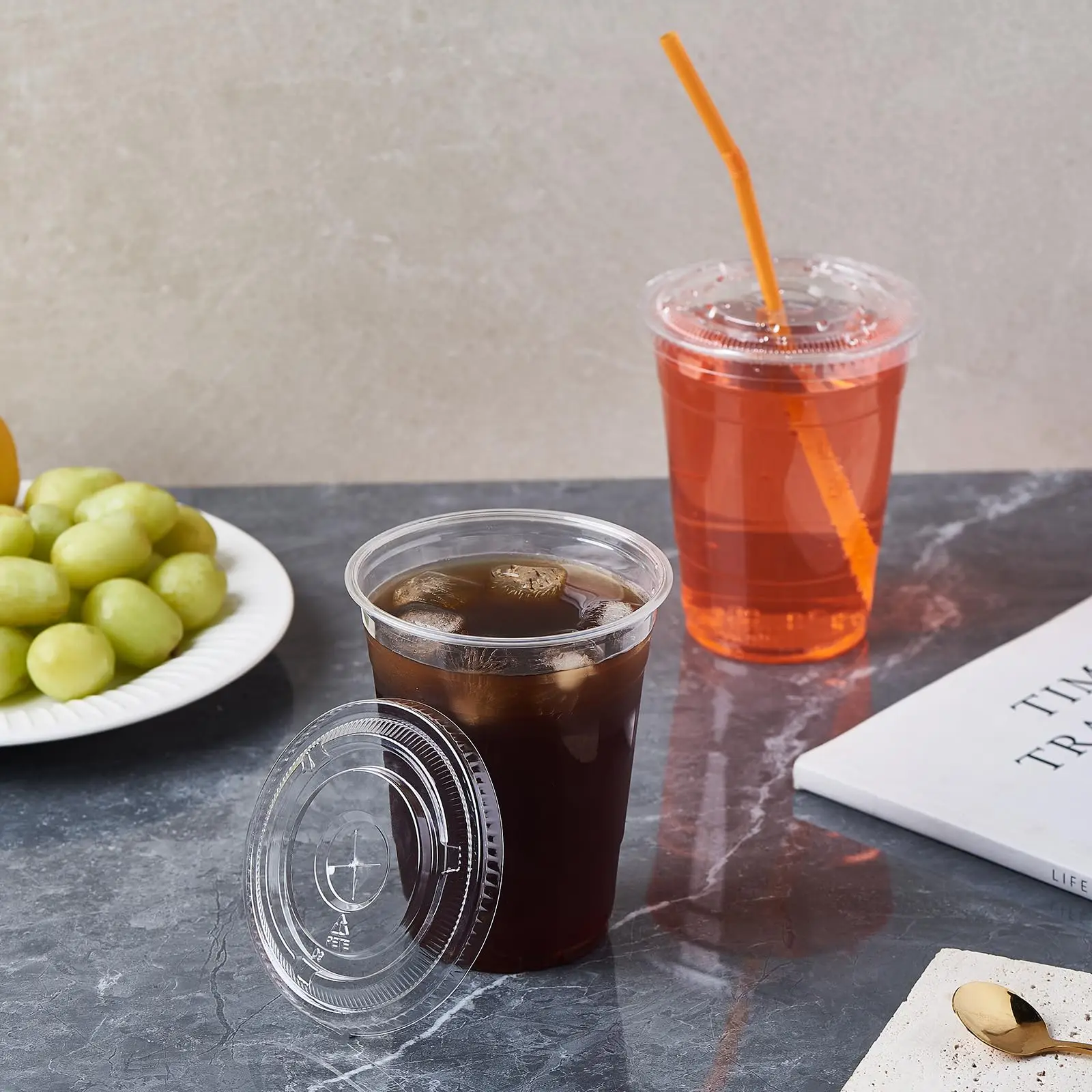 7 8 9 10 12 16 20 oz disposable plastic pet cup with dome flat lid straw supplier manufacturer wholesale custom logo clear cups