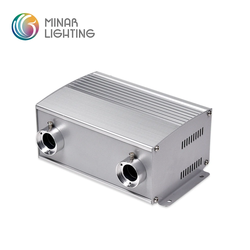 Двухпортовый 24 Вт RGBW светодиодный волоконно-оптический световой двигатель с управлением DMX 512 и мерцающим колесом