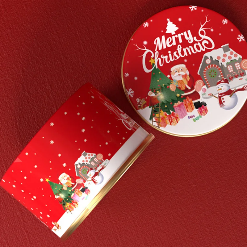 Wholesale Round Cookie Chocolate Candy Food Metal Tin Box Chocolate Christmas Box For Candy Packaging