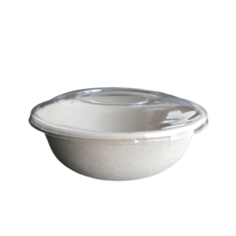 800ml disposable bagasse sugarcane bowl with lid