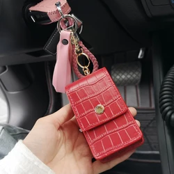 Women Fashion Makeup Lipstick Travel Pouch Organizer Leather Portable Beauty Case Toolbox Lipstick Bag with Mirror