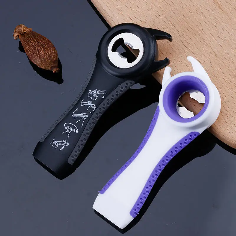 Wholesale 5in1 Multi-function Bottle Opener  Soda Lid Twist Grips Jar  Kitchen Tool 5 In 1 Plastic Stainless Steel Beer Opener