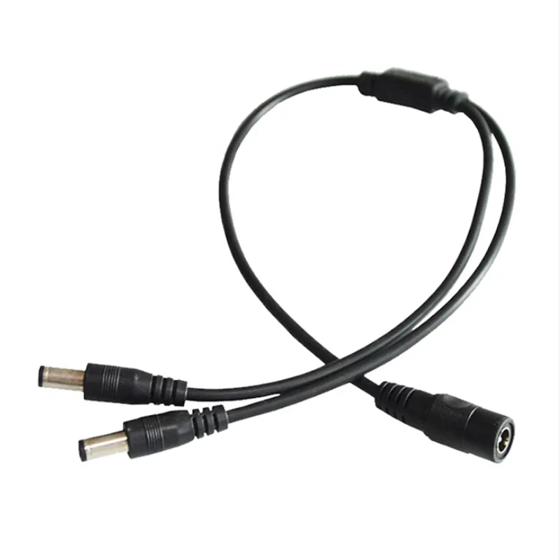 Female  to Dual Male  5.5x2.1mm 2 In 1 DC Power Cable Y Splitter