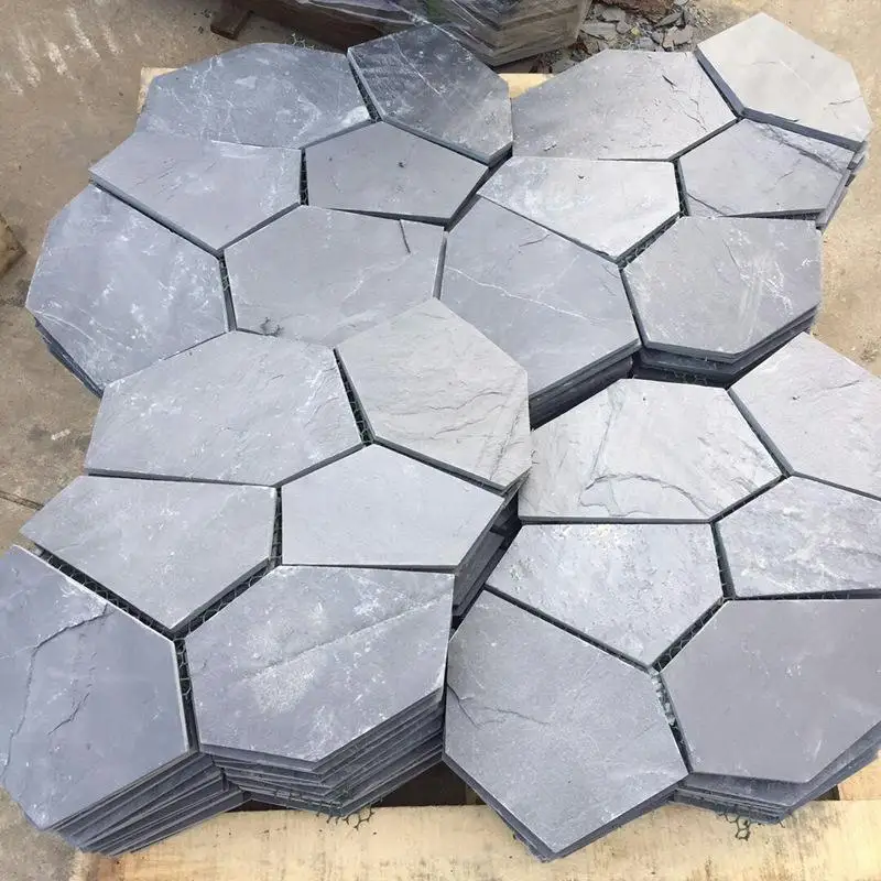 Natural Black Slate Split Garden Walkway Outdoor Landscaping Stone Paving Flagstone Pool Stone