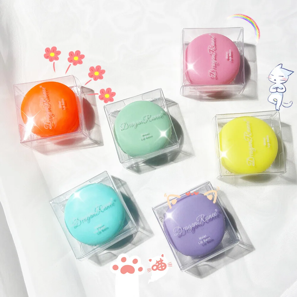 Сладкая девочка, увлажняющий, долговечный, бесцветный питательный, с фруктовым вкусом, макарон, растительный бальзам для губ