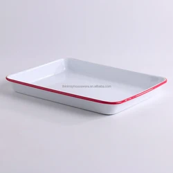 Custom Kitchen Use Vintage Enamelware Roasting Pan Custom Color Butcher Tray Enamel Serving Tray