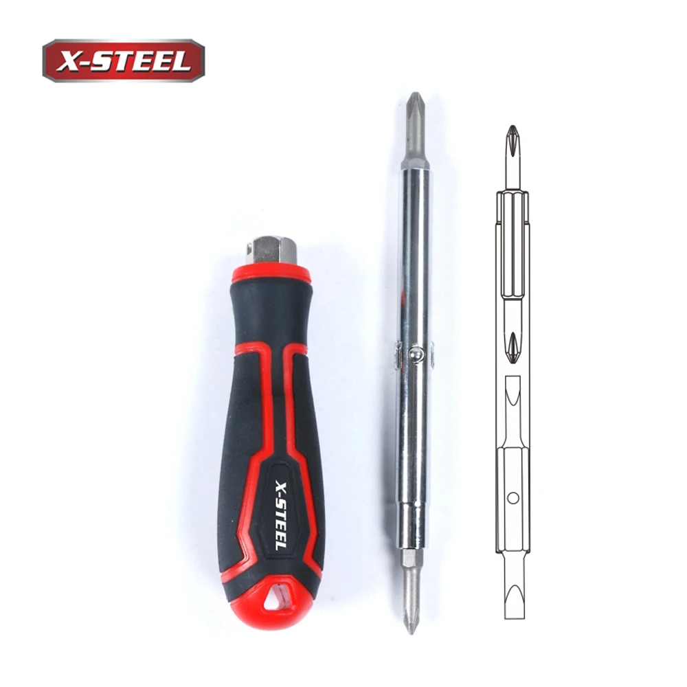 6 IN 1 Factory Direct Supply Screw Driver Repair Hand Tool Phillips Slotted Bits And Screwdriver Set