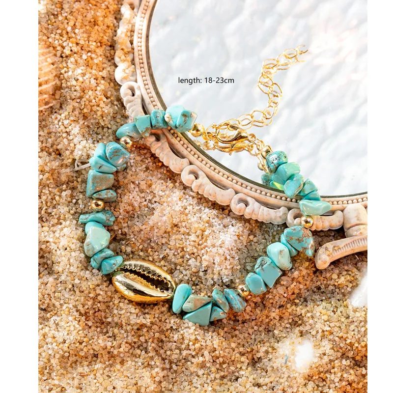 Bohemia Beaded Natural Crystal Stone Necklace High Quality Shell Bracelet Colored Jewelry Stainless Steel Fine Jewelry Sets