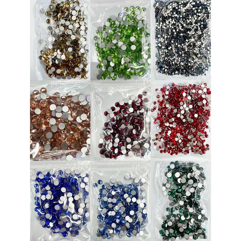 Hot sale ss6-ss30 Glass Transparent Rhinestones Non Hotfix Bulk Ab Crystal Flatback Cut Rhinestone Press On Nail arts