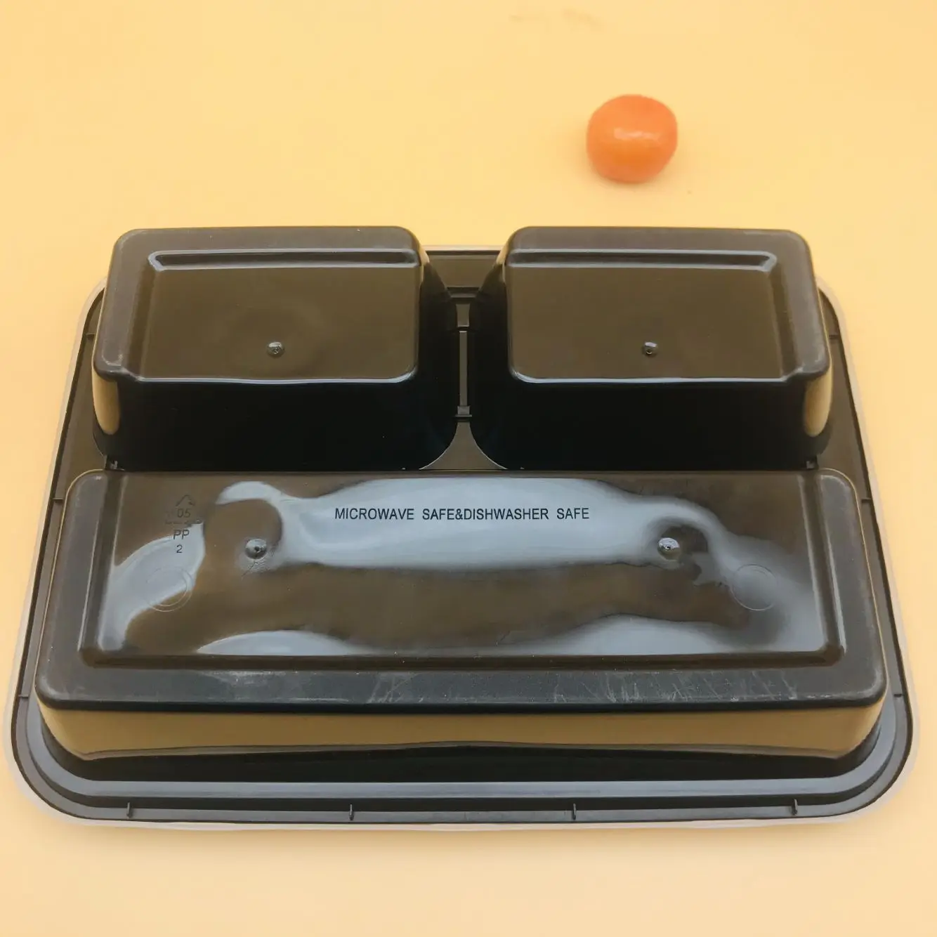 Plastic disposable PP fast food container microwave lunch box 3 compartment food container