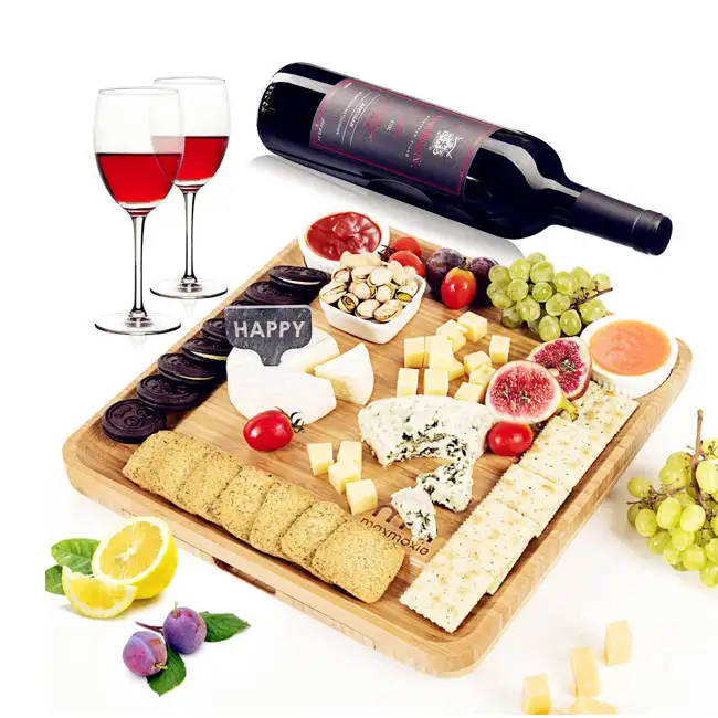 Квадратная доска для сыра из бамбука с ножами доска для сыра из бамбука с выдвижным ящиком квадратная разделочная доска для сыра